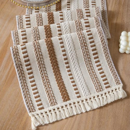 Caflife Brown and Beige Woven Fall Rustic Boho Table Runner 72 Inchs Long - color: Brown, size: 13x72Inch
