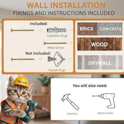 Cat Wall Shelves, Modern Cat Wall Furniture for Indoor Cats - color: Natural Wood, 3 Steps + Perch