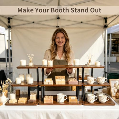 Retail Display Risers, 3 Tier Wooden Cupcake Stand Rustic Tiered Tray Stand