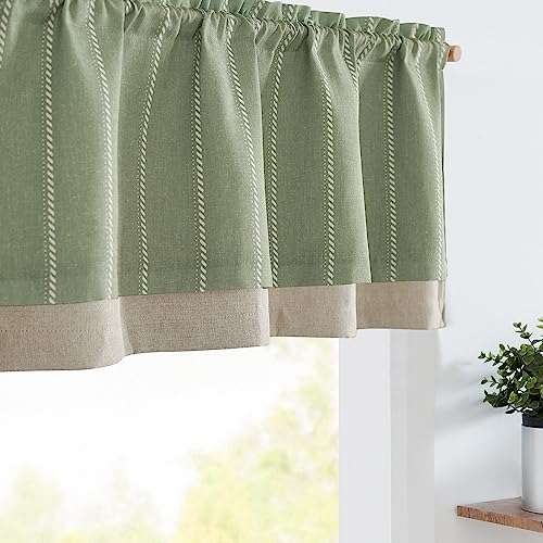 jinchan Striped Linen Valance Green Farmhouse 18 Inch 1 Panel - color: Nautical Striped Green, size: 50"W x 18"L (Pack of 1)