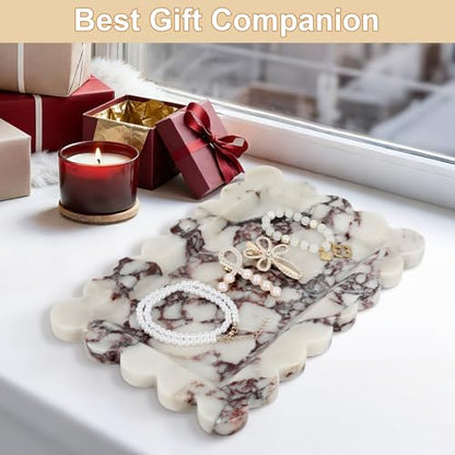 100% Marble Vanity Tray for Bathroom Counter, Kitchen, Coffee 11.8" - color: Calacatta Viola