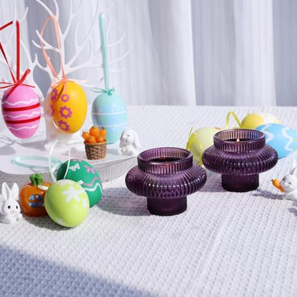 VOHO Set of 6 Purple Taper Candle Holders for Halloween Thanksgiving Gifts - color: Purple
