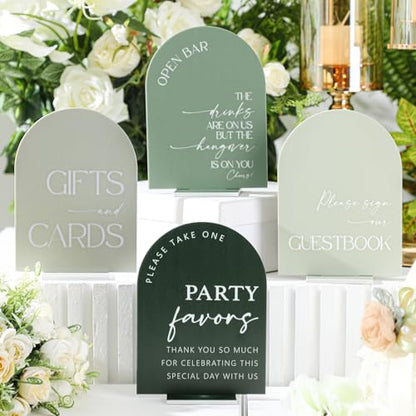 Weysat 4 Pcs Sage Green Acrylic Wedding Signs for Ceremony Reception - color: Sage Green