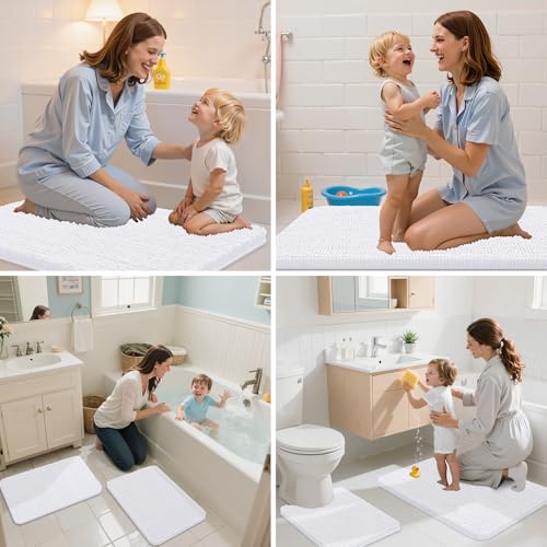 Arotive Bathroom Rugs 30x20, Soft Absorbent Shaggy Chenille Bath Rugs - color: White, size: 30" X 20"