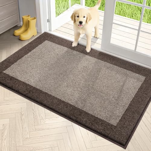PURRUGS Dirt Trapping Indoor Door Mat, 34" x 60", Beige & Grayish Brown - color: Beige & Grayish Brown, size: 34" X 60"