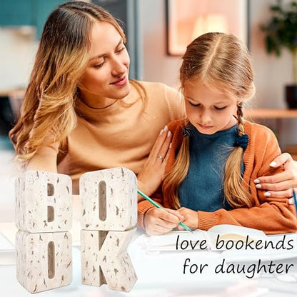 Bookends Book Ends Decorative, Book Design, Modern Bookends for Shelves, Non-Skid Heavy Duty Resin Book Stopper for Books, Resin, 1Pair
