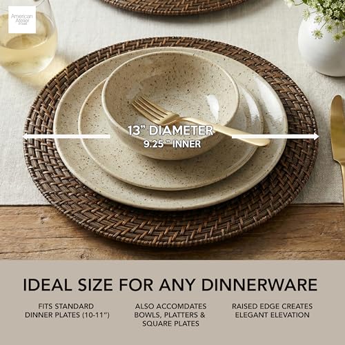 ChargeIt by Jay Rattan Charger Plates Hand Woven Round Brown, 13" - 4 Set - color: Brick Brown, size: 4 Pack