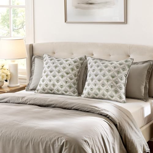 MIULEE Floral Throw Pillow Covers 18x18 Set of 2, Grey - color: Grey, size: 18" x 18" (Pack of 2)
