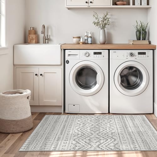 Miukiki 4x6 Washable Area Rug Non Slip Rug for Living Room Grey - color: Grey, size: 4' x 6' (Rectangular)