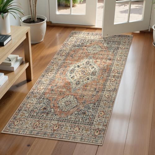 Lahome Oriental Small Area Rug, 2x4 Washable Rugs for Entryway Kitchen - color: Terracotta, size: 2' x 4' (Rectangular)