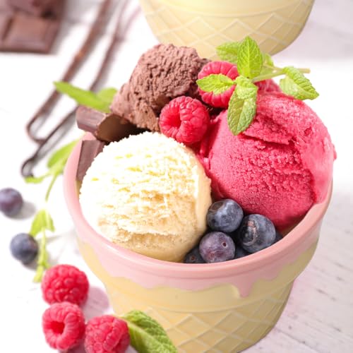 4 Pcs Ceramic Ice Cream Bowl 9 oz Porcelain Waffle Cone Cup, Colorful - color: Colorful