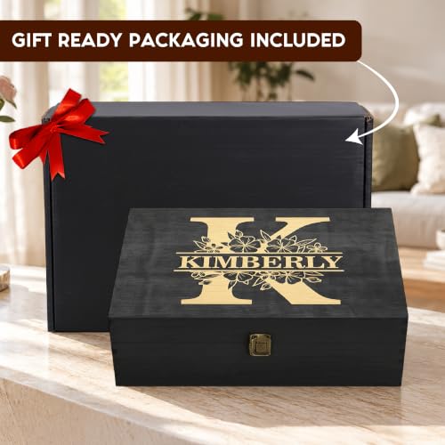 Personalized Floral Monogram Box, Engraved Bridesmaid & Maid of Honor Gift - style: 3. Monogram Designs
