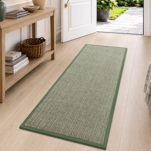 DEXI Ultra Thin Hallway Runner Rug 24x72, Non Slip Entryway Rugs,Green - color: Green, size: 24" X 72" (Runner)
