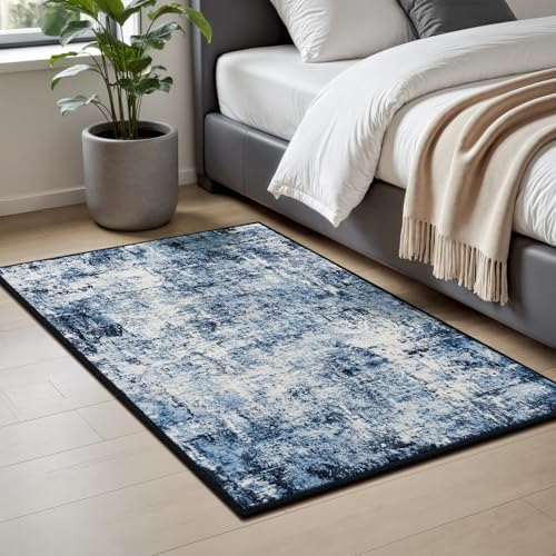 Rugflix 2x4 Entrance Rugs, Washable Navy Blue Dark Entry Small Rug - color: 01-ocean Blue, size: 2' x 4' (Rectangular)