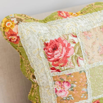 vctops Set of 2 Cotton Quilted Throw Pillow Covers (Patchwork R,18"x18") - color: Patchwork Flower R