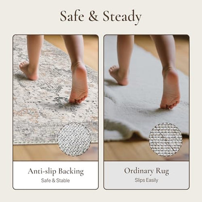 GENIMO 2'6"x6' Washable Runner Rug Non Slip for Hallway, Light Taupe Brown - color: Light Taupe Brown, size: 2'6" x 6' (Runner)