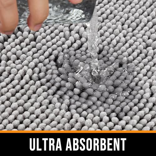 Chenille Bathroom Rug 24"x16" Soft Absorbent Quick Dry Rugs,Light Gray - color: Light Gray, size: 1'4" x 2' (Rectangular)