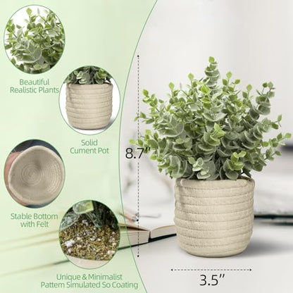 Hopewood Faux Plants, Fake Plants Eucalyptus Potted for Home Office Desk, Artificial Eucalyptus with a Weave Basket for Indoor Greenery Tabletop - color: Green Plant Style E