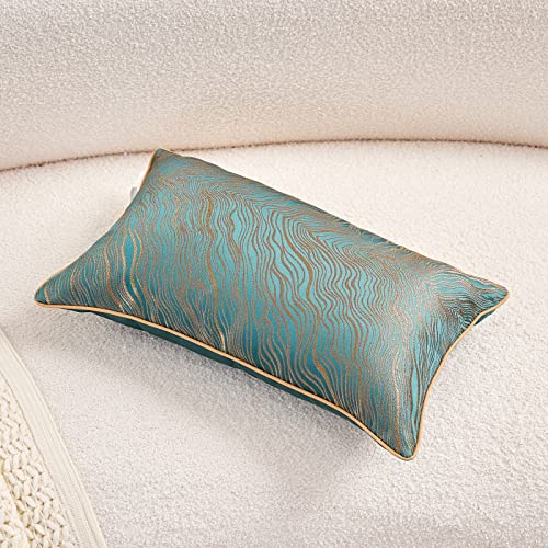 Avigers Lumbar Pillow Cover 12 x 20 Inch, Teal, Rayon Blend, Hidden Zipper - color: Teal, size: 20" x 12" (Pack of 1)