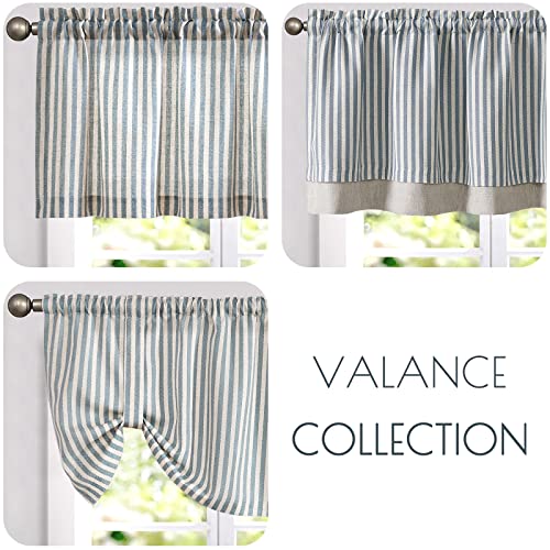 jinchan Stripe Linen Kitchen Valance Curtain, 50x16, 1 Panel, Blue - color: Boxter Striped | Blue on Linen, size: 50"W x 16"L (Pack of 1)
