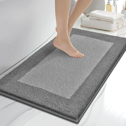 anllugs Bathroom Rugs, 20" x 30" Soft Bath Rugs, Grey & Dark Grey - color: Grey & Dark Grey, size: 20" X 30"