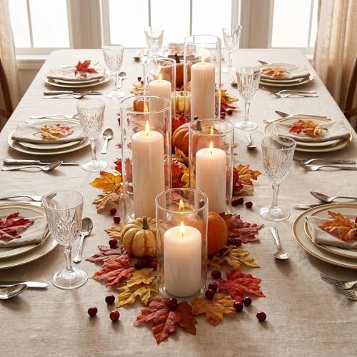 Hurricane Candle Holders, Clear Glass Cylinder Centerpieces Vases, Pillar Candle Sleeves for Wedding, Table Decoration Centerpiece Floral Room Home, Dining Room Decor 3 Pieces