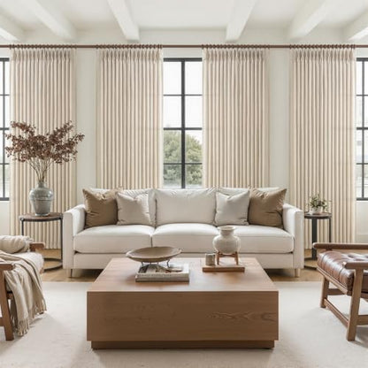 Linen Sheer Pinch Pleated Natural Curtains 96 Inches Long for Living Room - color: Natural, size: 60"W x 96"L (Pack of 1)