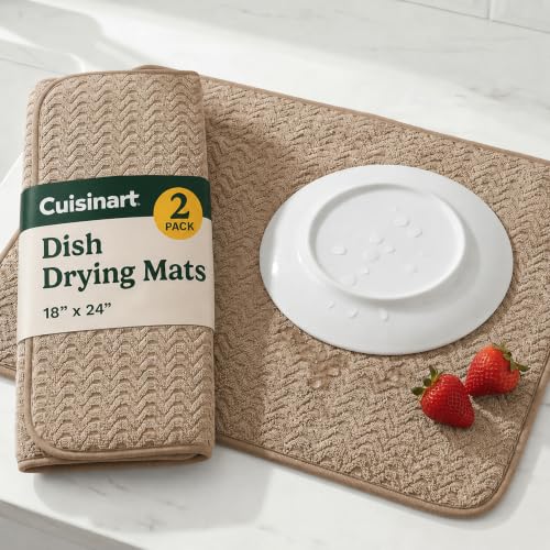 Cuisinart Dish Drying Mat for Kitchen Counter, 2-Pack XL 18"x24" - color: Geostripe Tan
