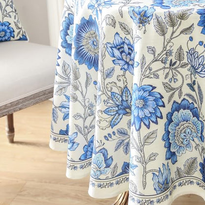 ISAENNE Designer French Linen Round Tablecloth,Diameter 67"-Blanch - color: Blanch, size: 67" (Round)
