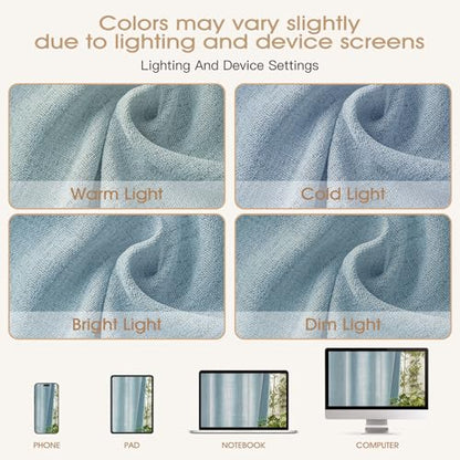 Mist Blue Sheer Linen Curtains for Kitchen Bedroom 45 Inches Long - color: Mist Blue, size: 35"W x 45"L (Pack of 2)