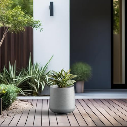 Kante Pale Gray Concrete Planter 13" Dia All-Weather Round Accent Pot - color: Gray Concrete, size: 13" D