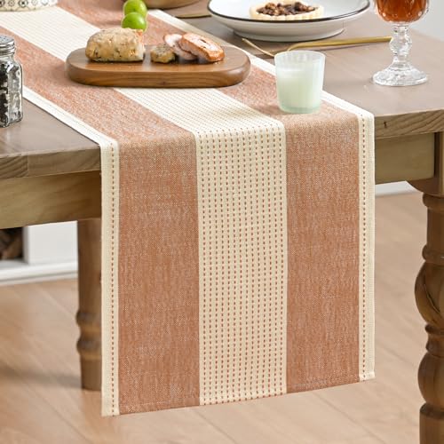 Artoid Mode Caramel Farmhouse Rustic Fall Table Runner, Seasonal Macrame Fabric Kitchen Dining Holiday Wedding Table Decor for Home Party 13x60 Inch - color: Caramel, size: 13" x 60", Table Runner