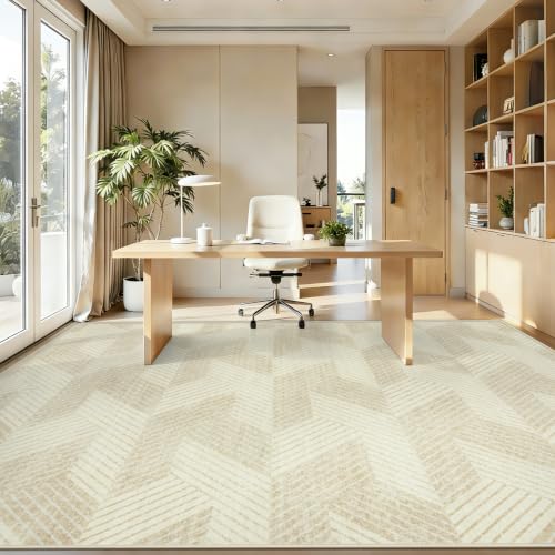 MXSANYOO Area Rugs 9x12 for Living Room, Washable Geometric Beige Carpet - color: Beige, size: 9' x 12' (Rectangular)