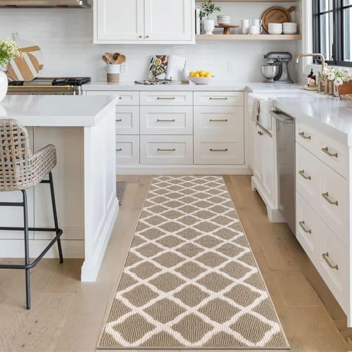 SHACOS Washable Kitchen Runner Rugs 2x8 ft Non Slip Dirt Trappe, Beige - color: Beige, size: 2' x 8'