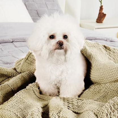 Amélie Home Checkered Chenille Knit Throw Blanket for Couch, Beige, 50"x60" - color: Checkered Beige, size: Checkered Knit 50"x60"