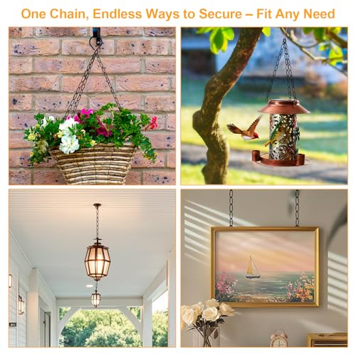 6 Feet Industrial Black Light Fixture Chain, 72 Inches Long, Metal
