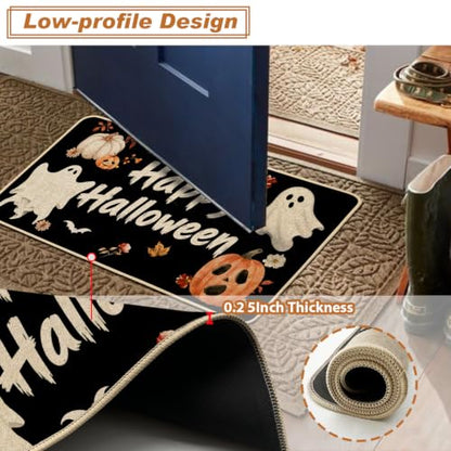 Baccessor Halloween Kitchen Rug Cute Ghost Set of 2,17x29 and 17x47 Inch - color: Cute Ghosts