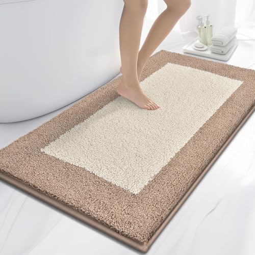 anllugs Bathroom Rugs, 30" x 60" Soft Bath Rugs, Beige & Grayish Brown - color: Beige & Grayish Brown, size: 30" X 60"