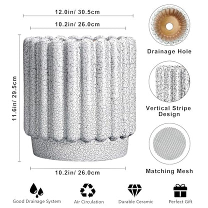 Ceramicfor Ceramic Planter, 12 Inch, Black and White - color: Black and White, size: 12 Inch
