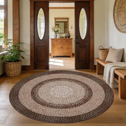 RUGSREAL 6ft Round Rug Washable Geometric Living Room Bedroom Circle Rugs - color: Brown, size: 6' (Round)