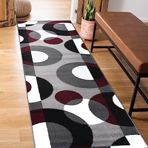 Rugshop Circles Modern Soft Living Room Runner Rug Burgundy 2' x 7'2" - size: 2' x 7'3" (Rectangular)