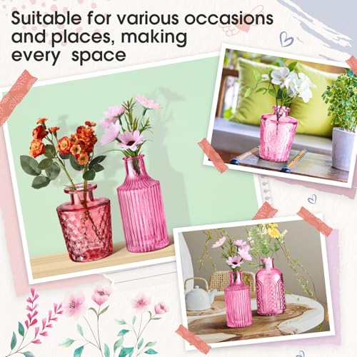 Yaomiao 30 Pcs Glass Bud Vases Centerpieces, Pink Series - color: Pink Series