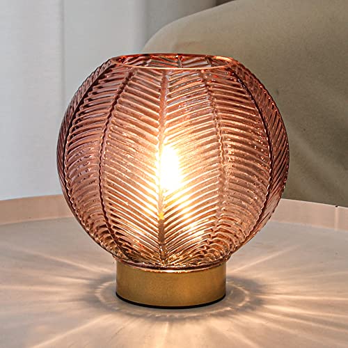 LUSHARBOR Battery Operated Decorative Glass Table Lamp with Timer Red - color: Orb-Red