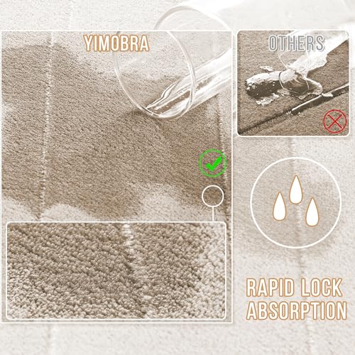 Yimobra Memory Foam Bathroom Mat Set, 24 x 17 & 24 x 20 in, Beige - color: Beige, size: 24x17+24x20 Inch