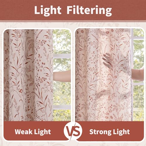 BGment Terracotta Linen Curtains for Living Room 63 Inches Long - color: Terracotta, size: 52"W x 63"L (Pack of 2)