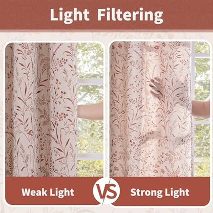 BGment Terracotta Linen Curtains for Living Room 63 Inches Long - color: Terracotta, size: 52"W x 63"L (Pack of 2)