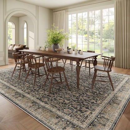 Washable 10x14 Area Rugs for Living Room, Charcoal/Taupe - color: Charcoal/Taupe, size: 10' x 14' (Rectangular)