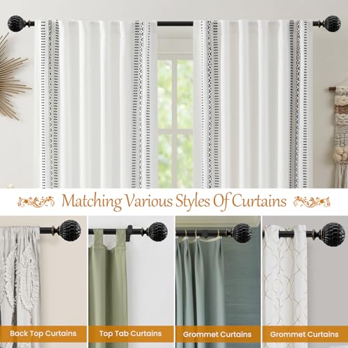Ycolnaefllr Black Pinecone Curtain Rod, Farmhouse Heavy Duty, Fits 18-64" - color: Black, size: 18-64"