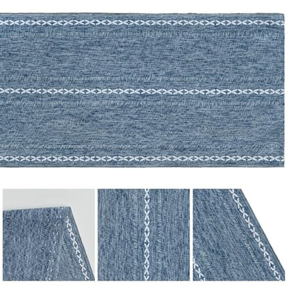 Artoid Mode Blue Rustic Cotton Linen Table Runner 13x36 Inch - color: Blue, size: 13" x 36"
