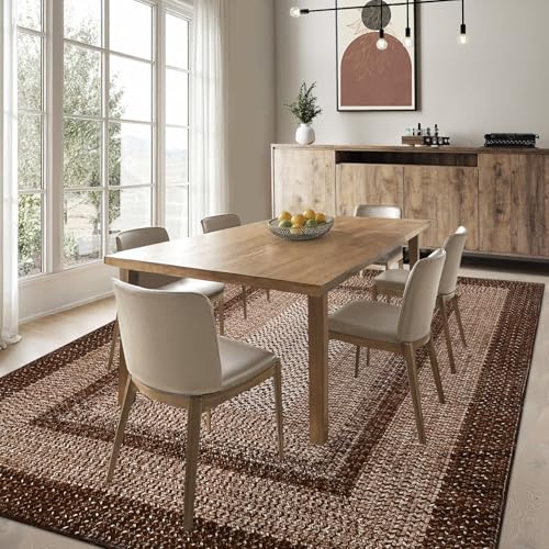 RUGSREAL Washable Rug 5x7 Modern Geometric Living Room Bedroom Rugs - color: Brown, size: 5' x 7' (Rectangular)